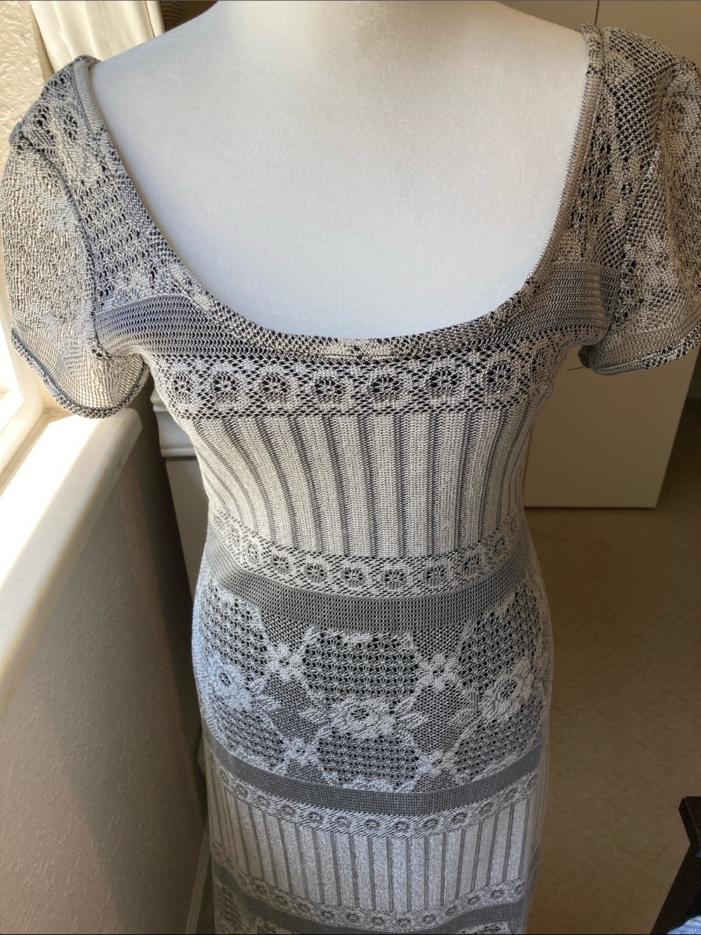 Breakin' Loose Silver Vintage Maxi Dress size 5/6 - Picture 3 of 9